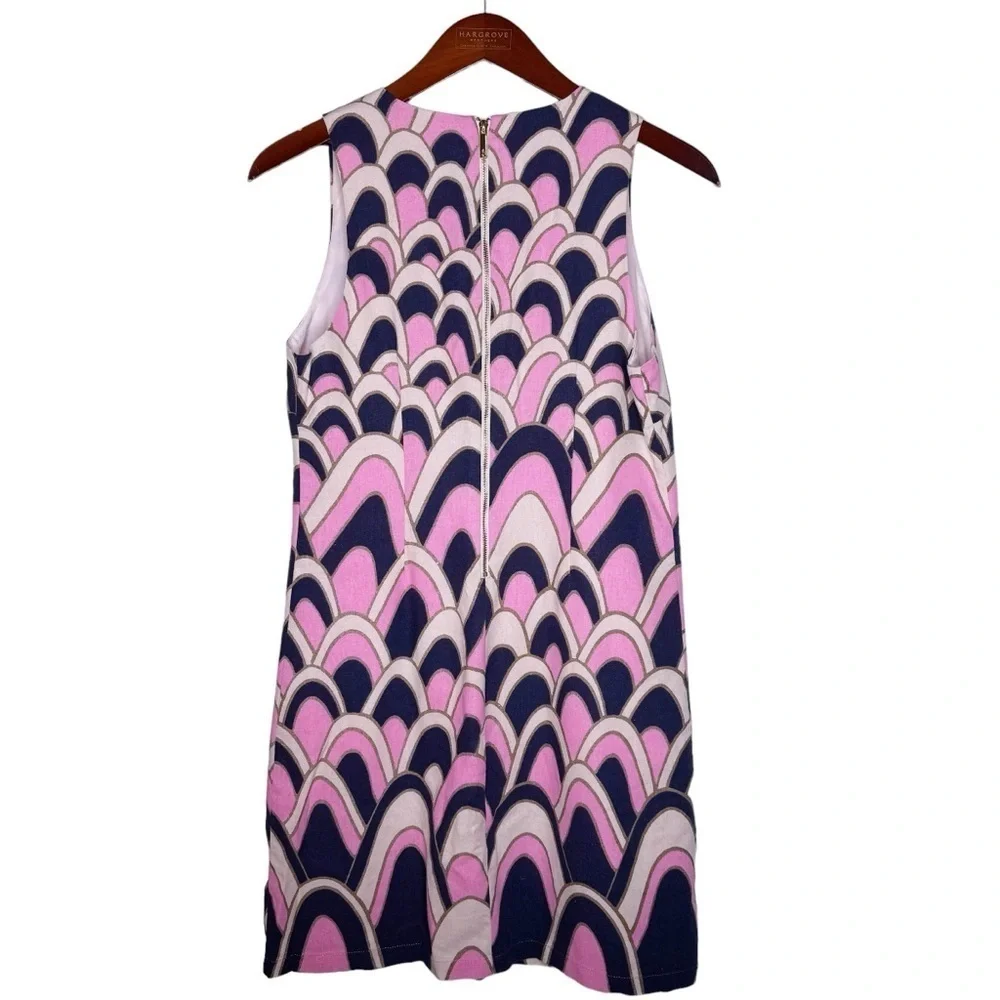JB JULIE BROWN NYC Sleeveless Back Zip Shift Dress Size 4 in Multi Linen Blend